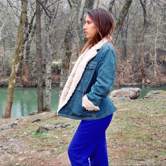 Vintage Penny Lane Denim Shaggy Fur Coat - Picture 2 of 3